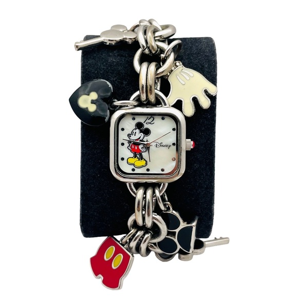 Disney Mickey Mother-Of-Pearl Watch Bracelet Accutime 24mm Women’s - New Battery - Picture 1 of 6